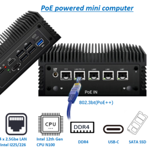 IRON85 MINI PC IRONWARE ROUTER FANLESS / INTEL N100 (4 CORE) / RAM 8 GB DDR4 3200 MHZ / SSD 256 GB / 4X LAN 2.5G / 1X COM RJ45 / HDMI + DP / NO SISTEMA OPERATIVO / KIT MK1 - immagine 3